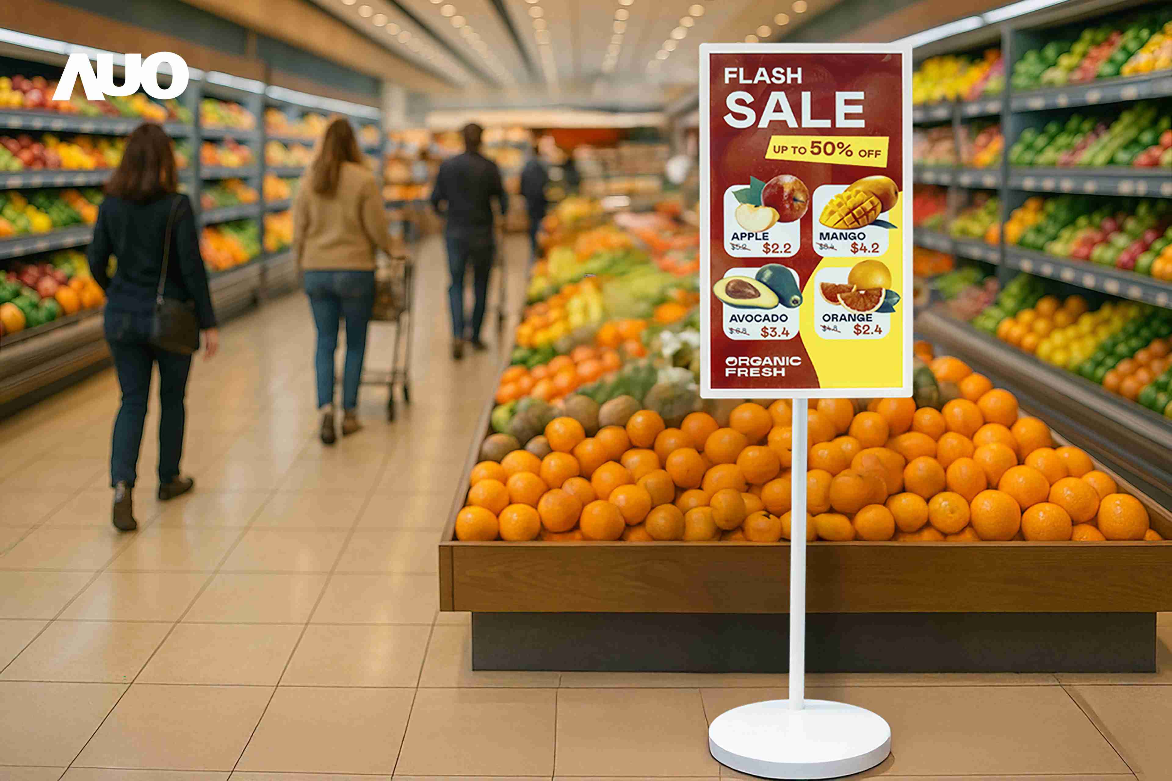 达擎首亮相低功耗、、、、全彩的〝aecoPost电子纸解决方案〞，，仅在更新画面时需要微量的电力驱动，，，无需布建电线的便捷设计，，，，使其可灵活应用、、、、随意置放，，，，并可透过云端或行动装置app，，轻松管理及排程广告内容，，，晋升店头营销利器。。